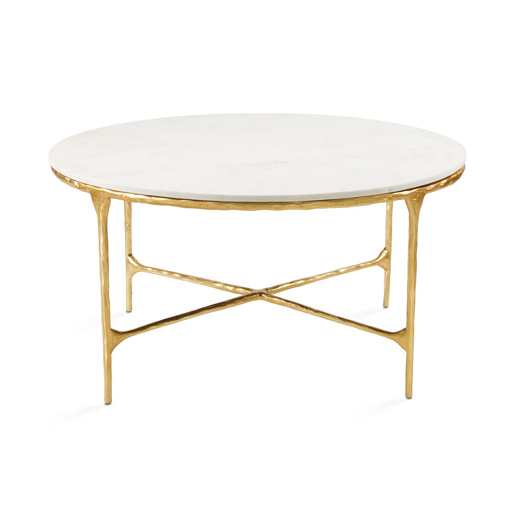 RAMONA ALUMINIUM COFFEE TABLE GY-CT-1001GOLD WITH WHITE MARBLE GOLD FRAME