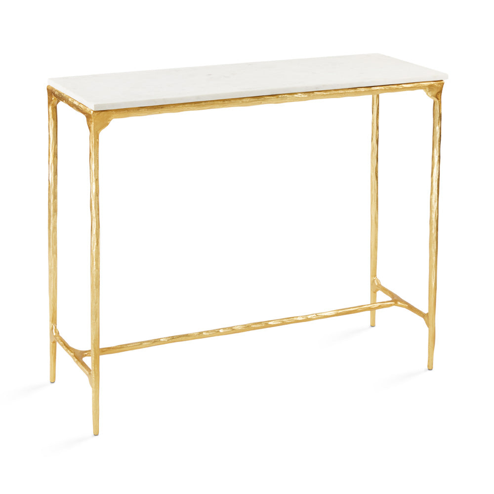 RAMONA ALUMINUM CONSOLE TABLE GY-CST-1002GOLD WITH WHITE MARBLE GOLD FRAME