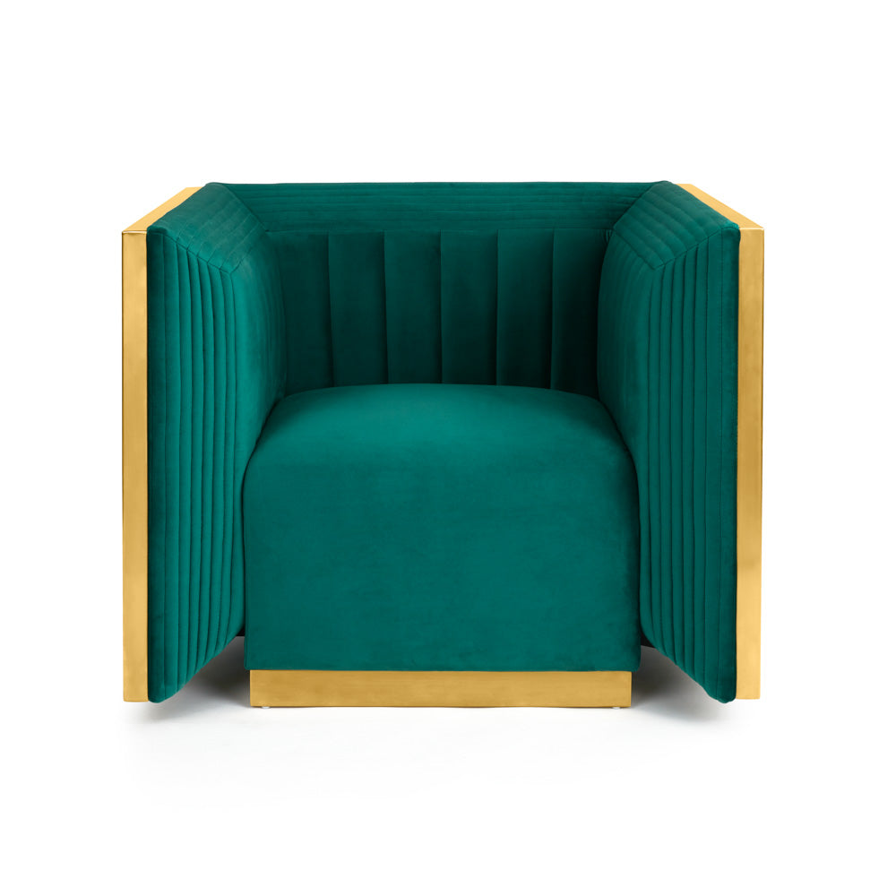 AMSTERDAM chair GY-AC-8565BG green emerald velvet BRUSHED GOLD finish