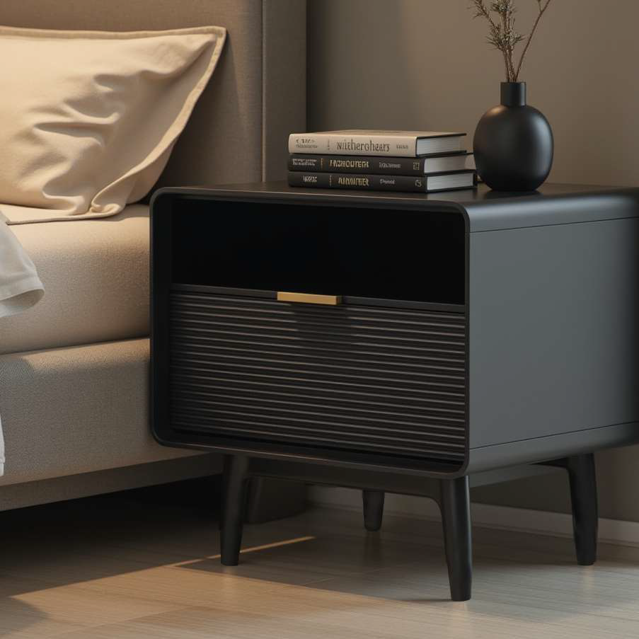 LAURA NIGHT STAND GY.NS-0418 BLACK ASH WOOD FINISH