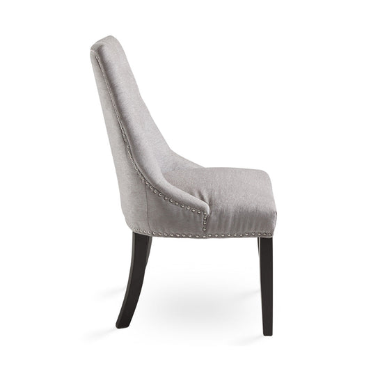 RIMZY Dining chair Tufted Ivory Linen w/ silver Hobnail