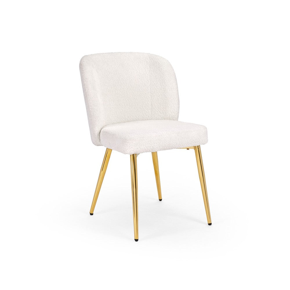 FORTINA DINING CHAIR GY-DC-801GMORGAN FABRICS FUR (OSLO IVORY)WITH GOLD LEGS