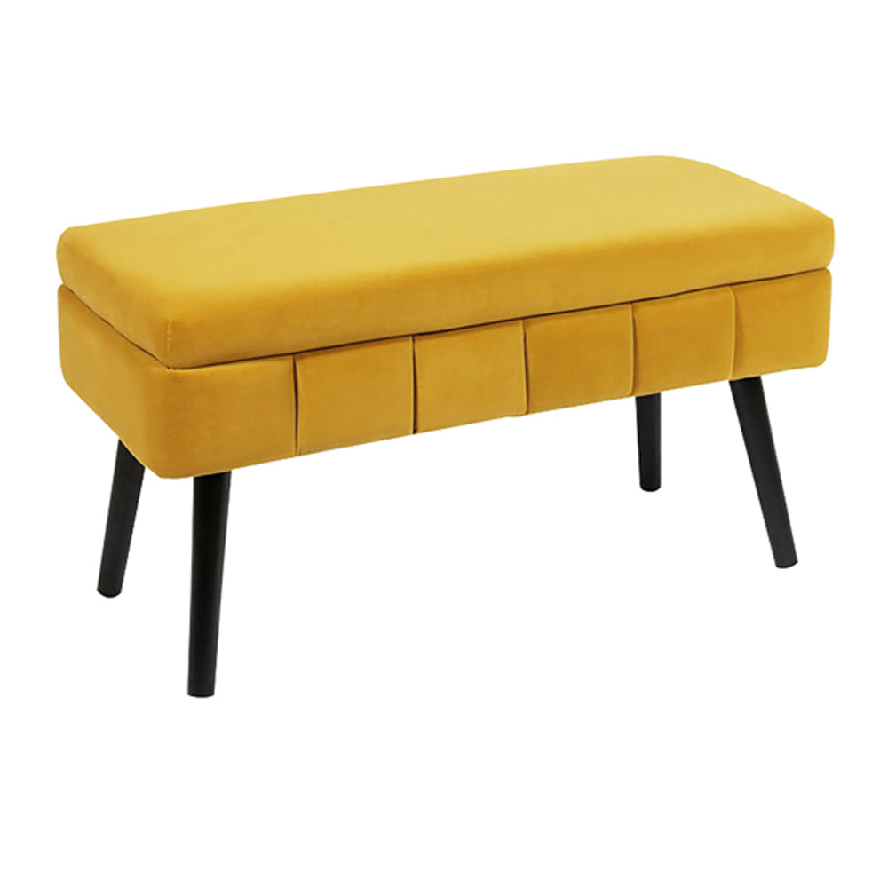 MARCELLA STORAGE BENCH GY-BEN-2023 Ochre yellow with black legs