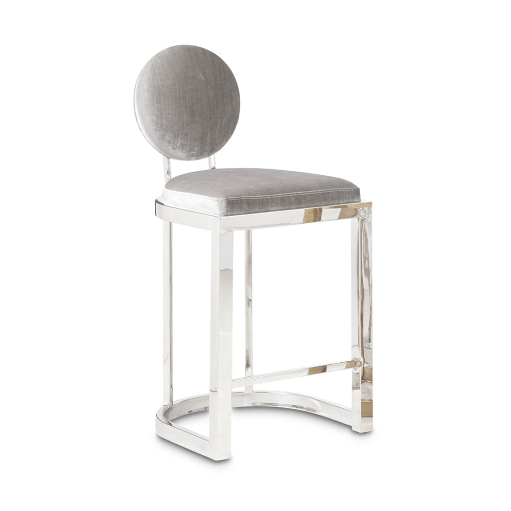 Milana Counter Stool Shining silver stainless steel without laser cut 
Expensive Grey velvet