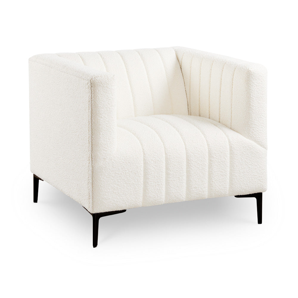 FLORIAN Chair GY-AC-8798BK Boucle Fur Fabric Black Legs