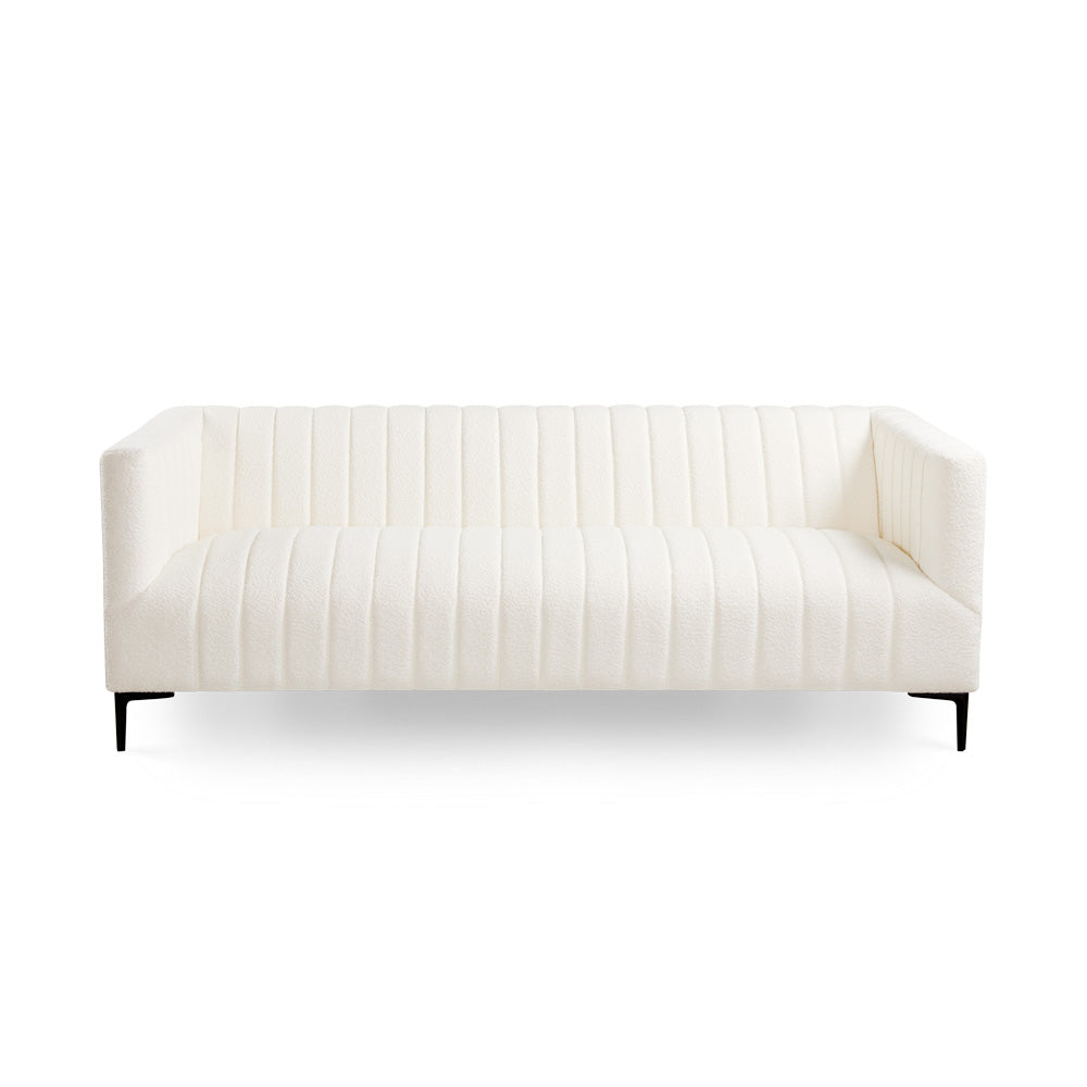 FLORIAN Sofa GY-SF-7992-3BK Boucle Fur Fabric Black Legs