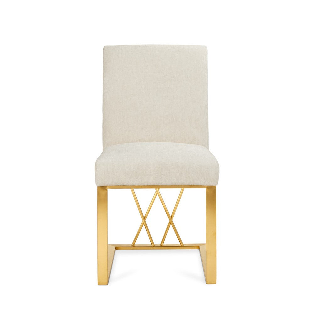 MARTINI Dining Chair GY-DC-8101G White Aspen PU Brushed GOLD Frame