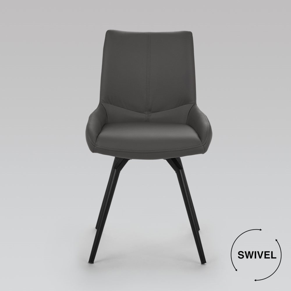 NONA Swivel Chair GY-2056 Aspen Taupe PU Black Metal legs