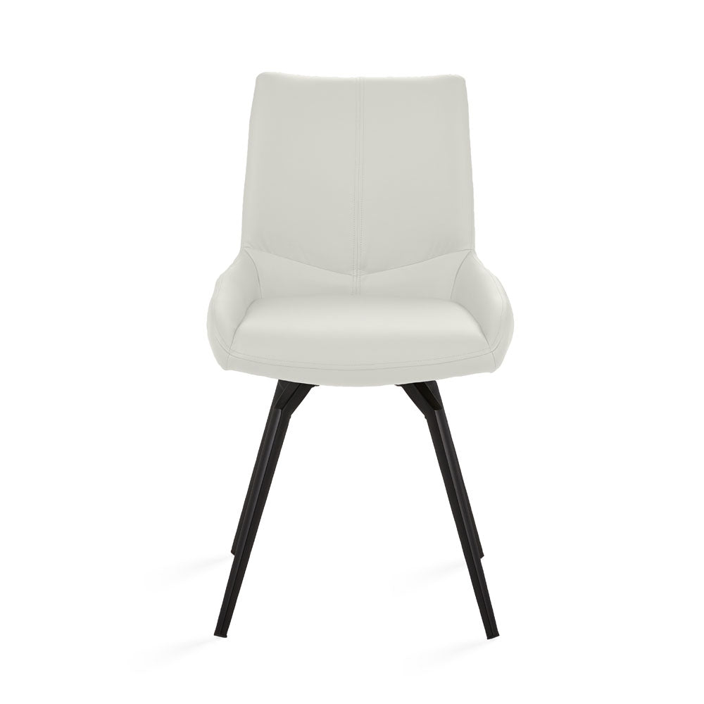 NONA Swivel Chair GY-2056 White PU Black Metal legs