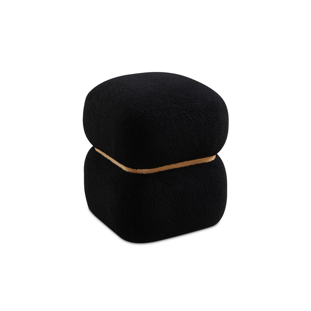 PETER Ottoman GY-OT-1020 BLACK SHEARLING