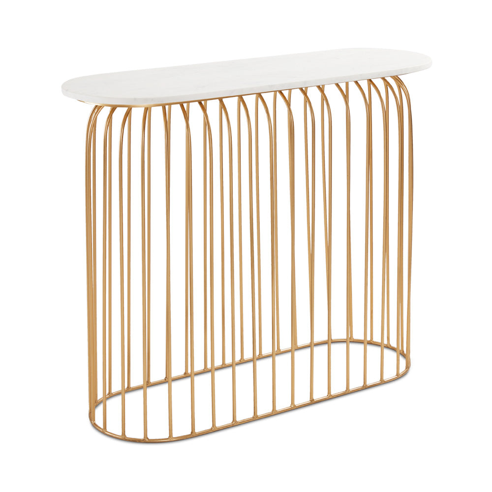 FLORA Console Table GY-CST-1331G Marble top Gold steel base