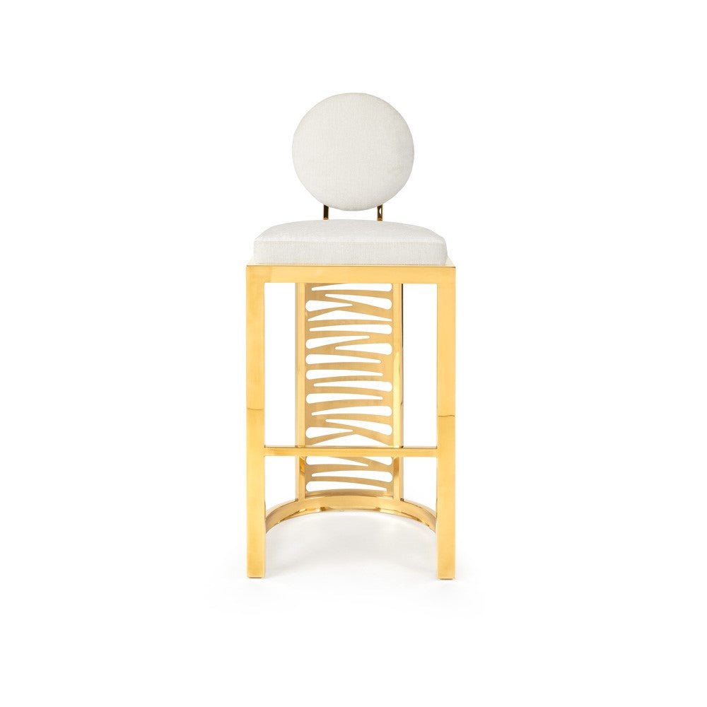 MILAN Bar Stool GY-BAR-8525G Morgan Ivory Polished Gold finish