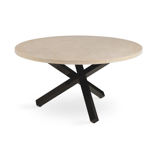 RODNEY Dining Table Oak Veneer Top Black Legs