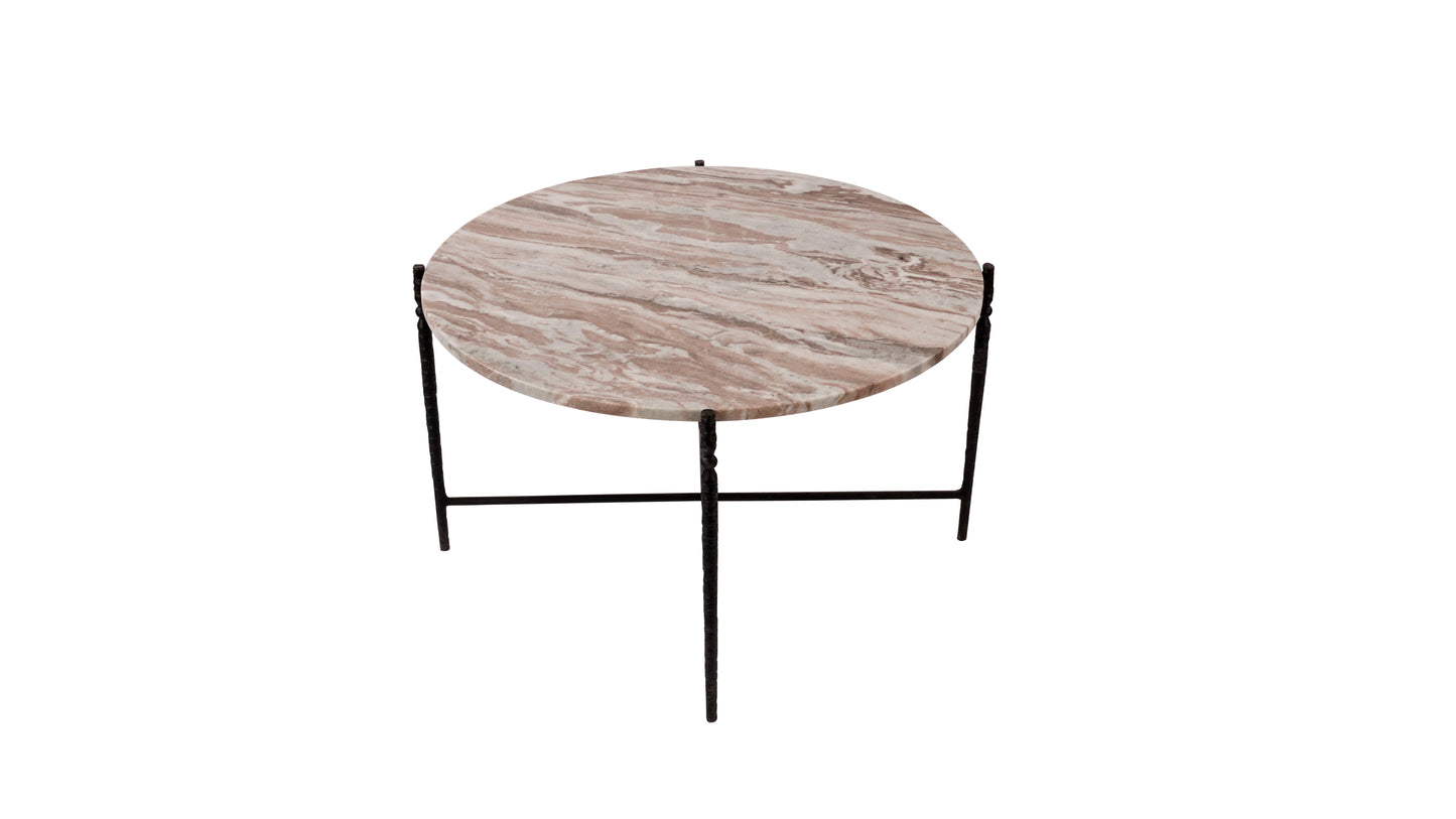 Arlo Coffee Table with marble top black hammered iron legs GY-CT-06440