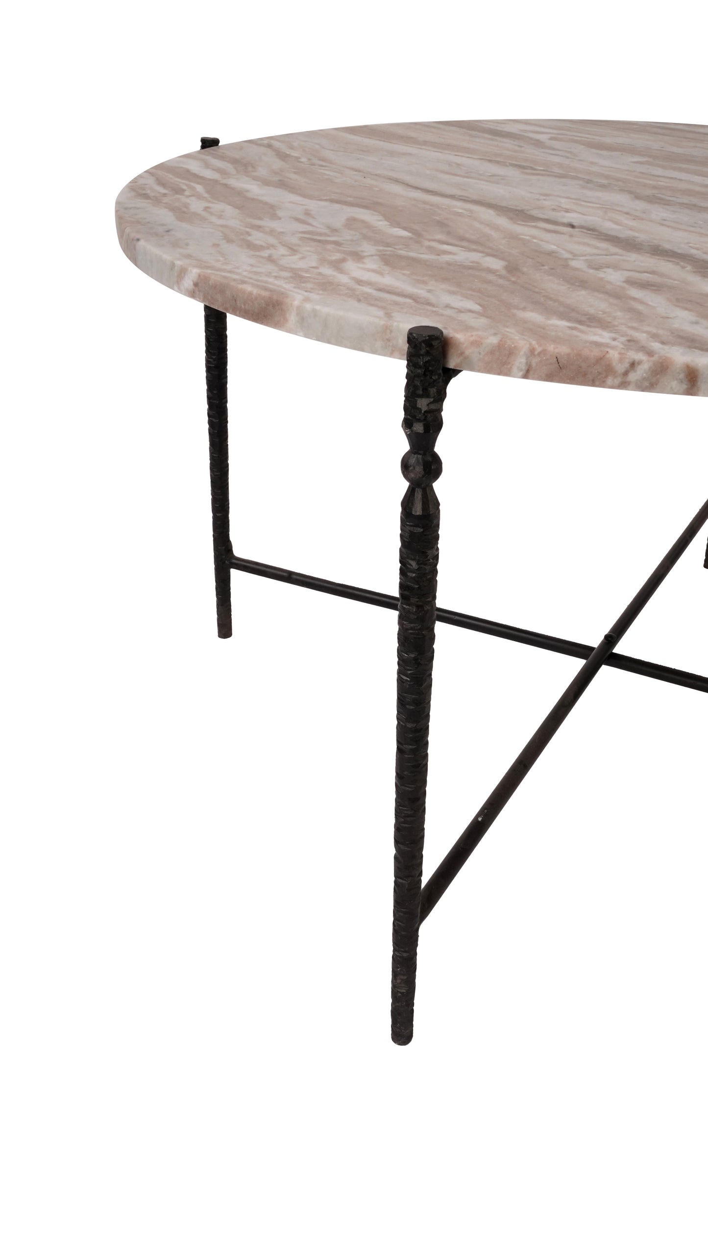 Arlo Coffee Table with marble top black hammered iron legs GY-CT-06440