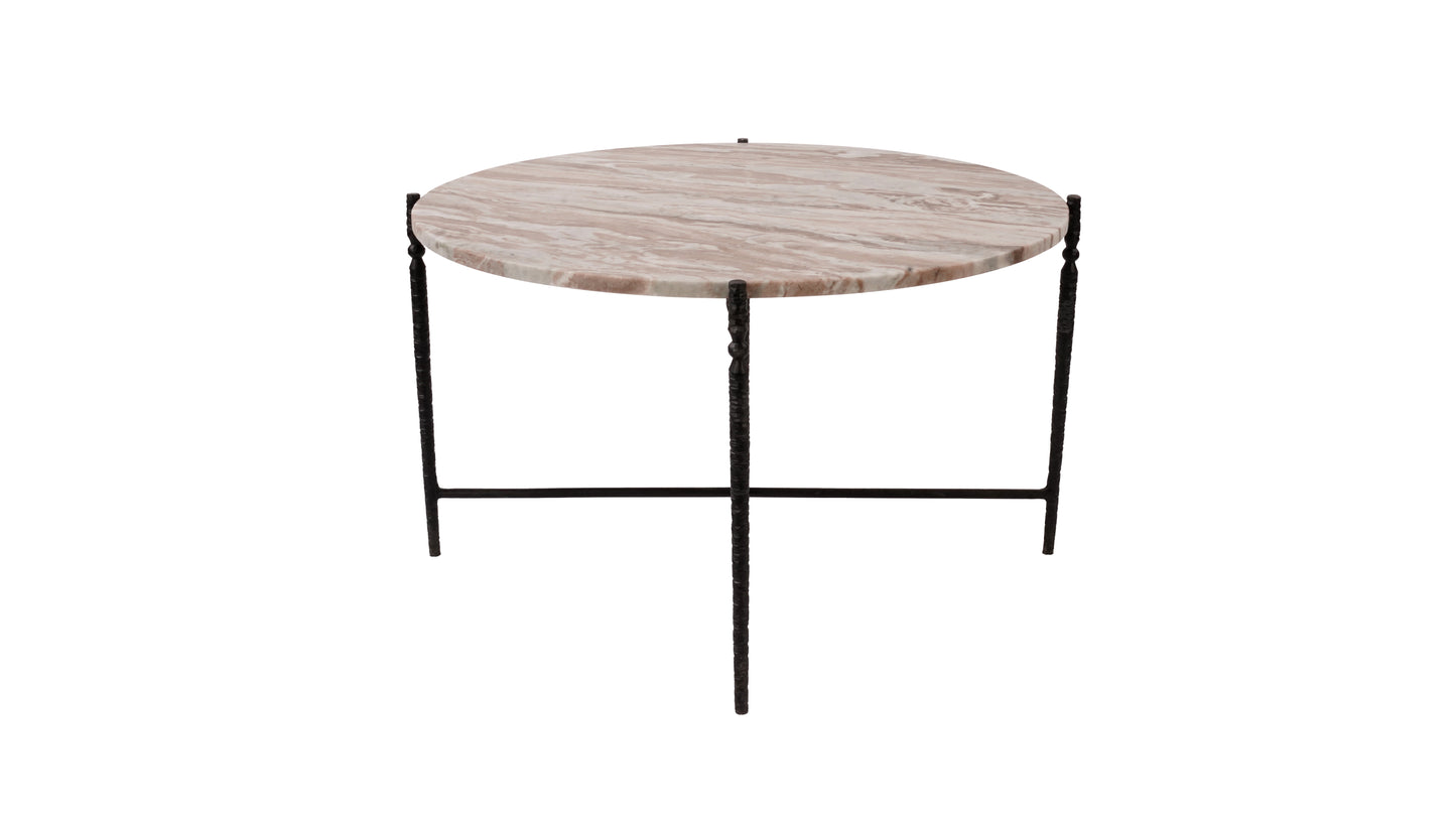 Arlo Coffee Table with marble top black hammered iron legs GY-CT-06440