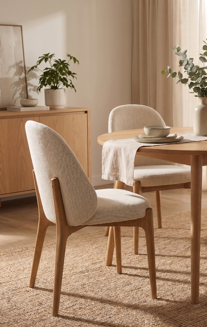 LIVERPOOL Dining Chair GY-DC-1775 Ivory fabric Natural walnut finish wood finish