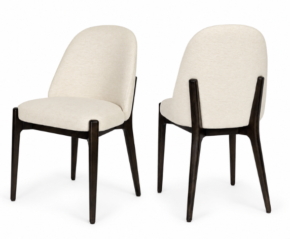 LIVERPOOL Dining Chair GY-DC-1775 Ivory fabric Dark walnut wood finish