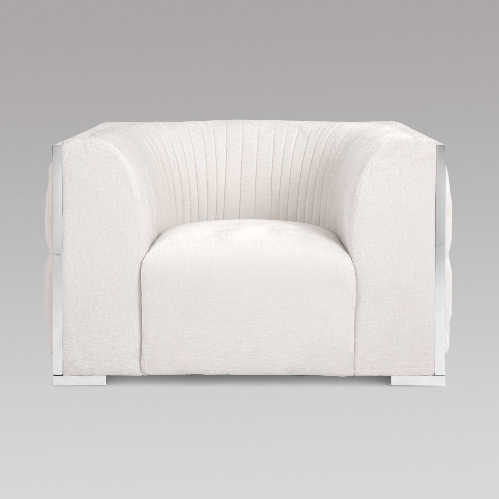 BERGEN chair GY-AC-8527 Contessa-Vanilla color polished steel finish