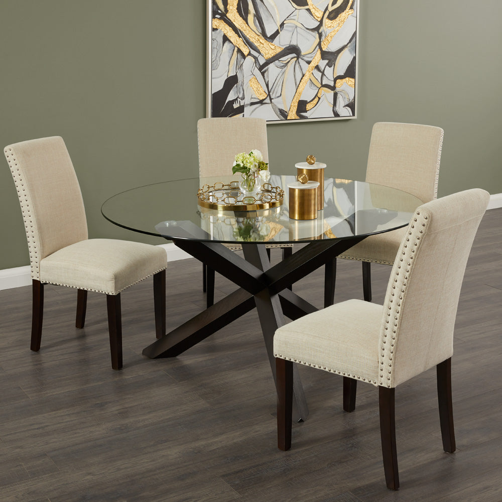 SCARPA Dining Chair Grey Velvet Double Studded GY9101D