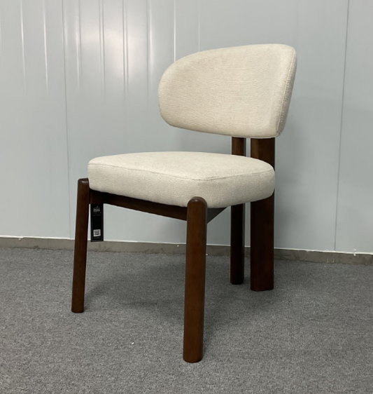 Thomas Dining Chair GY-DC-2982 Ivory Fabric Walnut wood finish