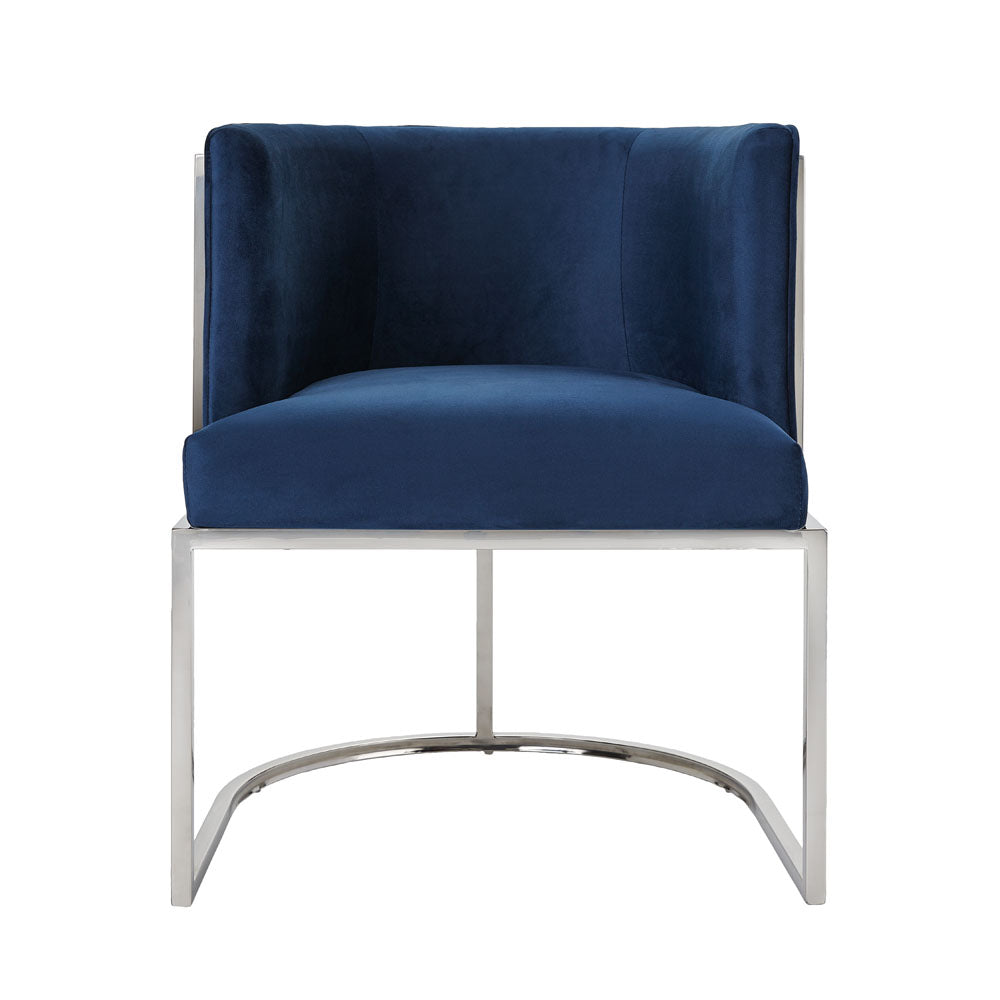 CHAMBERLAIN Chair GY-DC-8148 Grey Velvet + Polished Steel frame