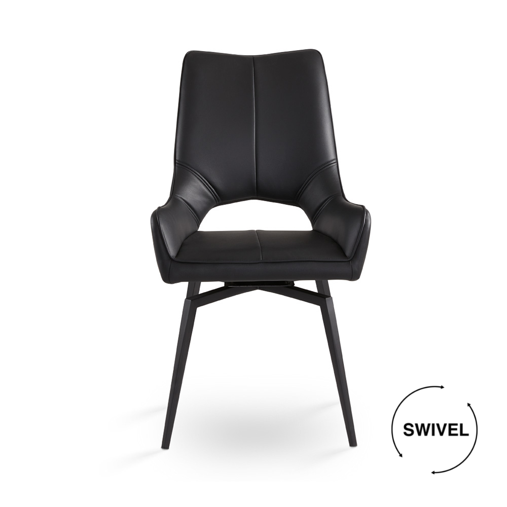 BROMLEY Dining Chair GY-DC-8388BK GREY PU BLACK METAL LEGS