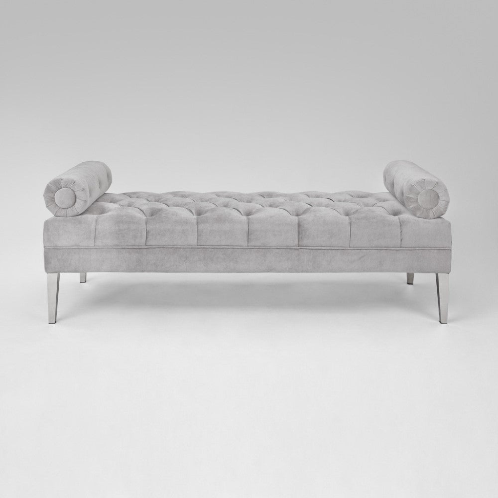 PRADO Bench GY-BEN-8010 Grey Velvet w/ Steel legs