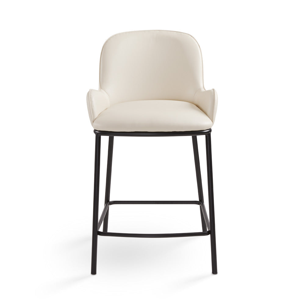 Bennett Counter chair GY- COU-2945 Fuzhou Light Grey Linen fabric Black Matte metal legs