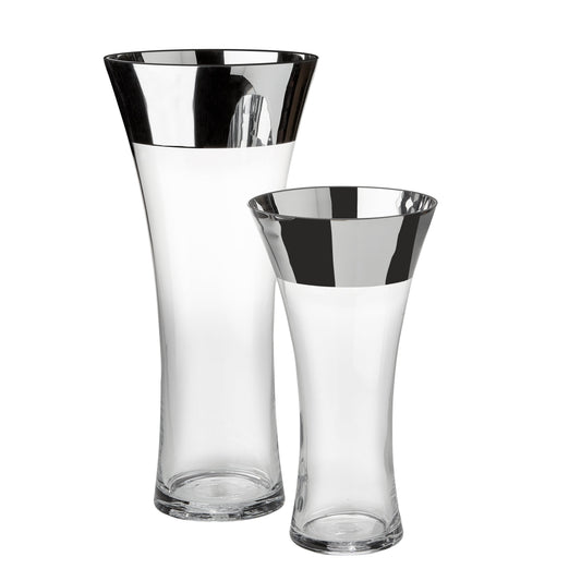 Glass Vase w/ silver rim  XC-256
