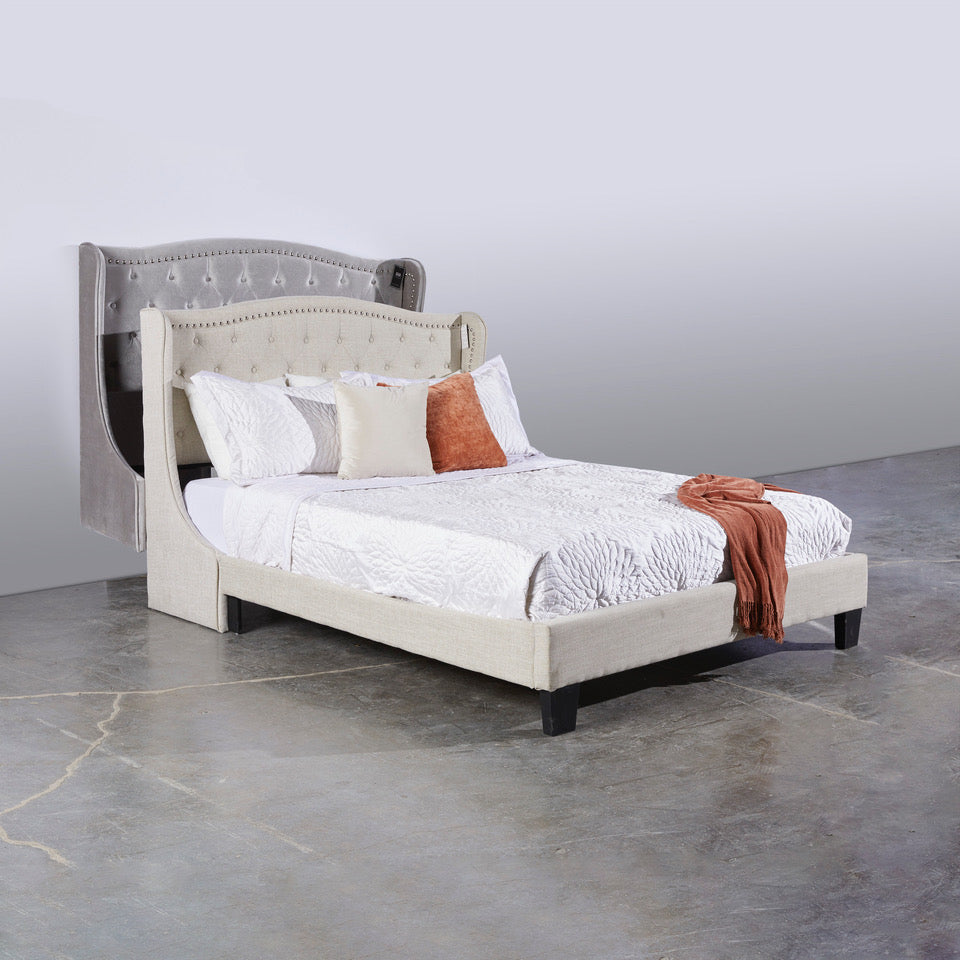 MABEL Bed Queen Size NP grey velvet