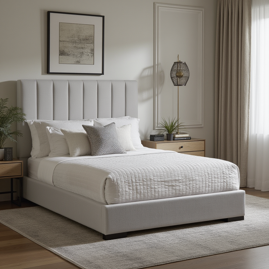 CHANNEL BED GY-BED-299K KING Size Grey linen